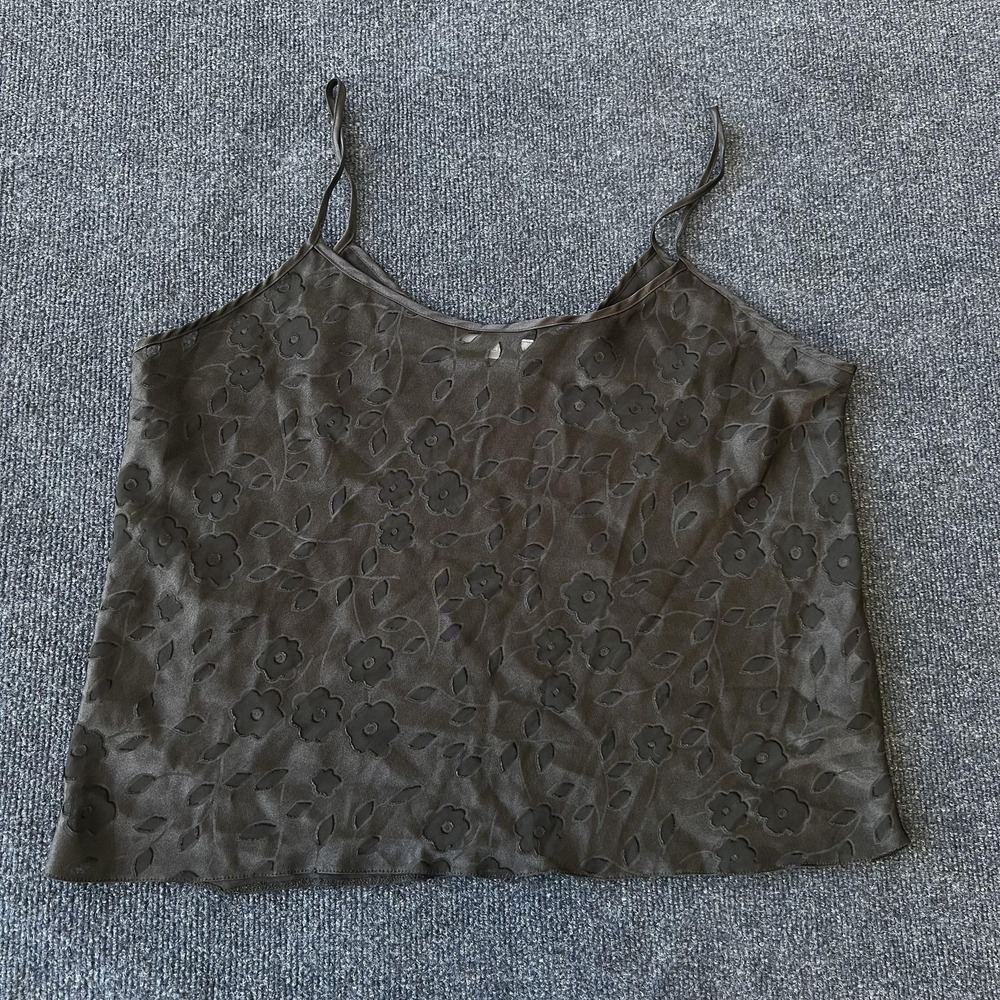 Maidenform Tank Top Womens XL Black Floral Burnout Cami Camisole Lingerie Strap